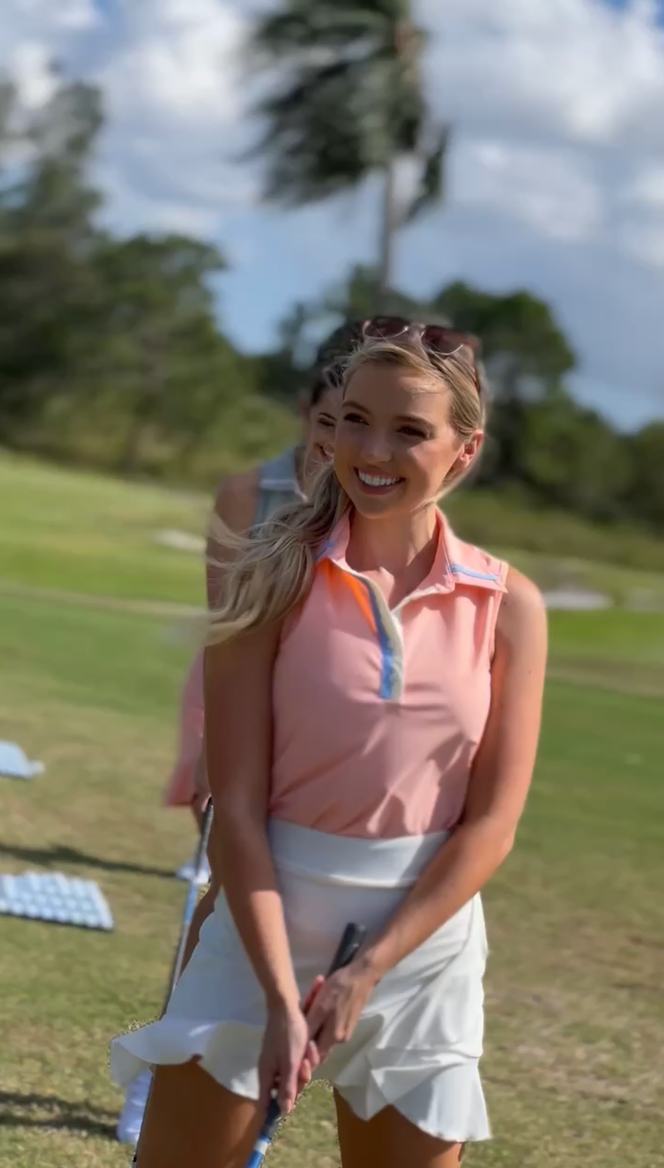 Sleeveless Polo in Peach Sorbet